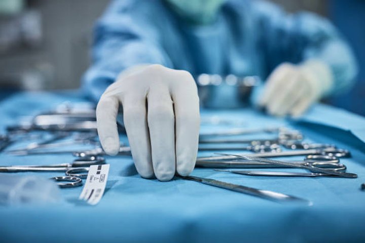 Surgical instruments laid out in theatre, representative of medical and orthopaedic devices cleaned and inspected by Unitech Shyre systems