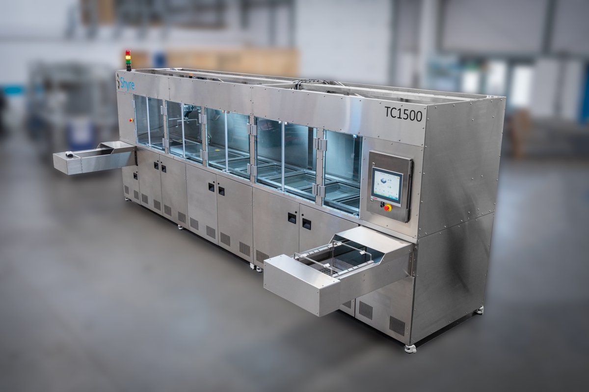 Unitech Shyre TC1500 high-capacity multi-stage cleaning line with load conveyor