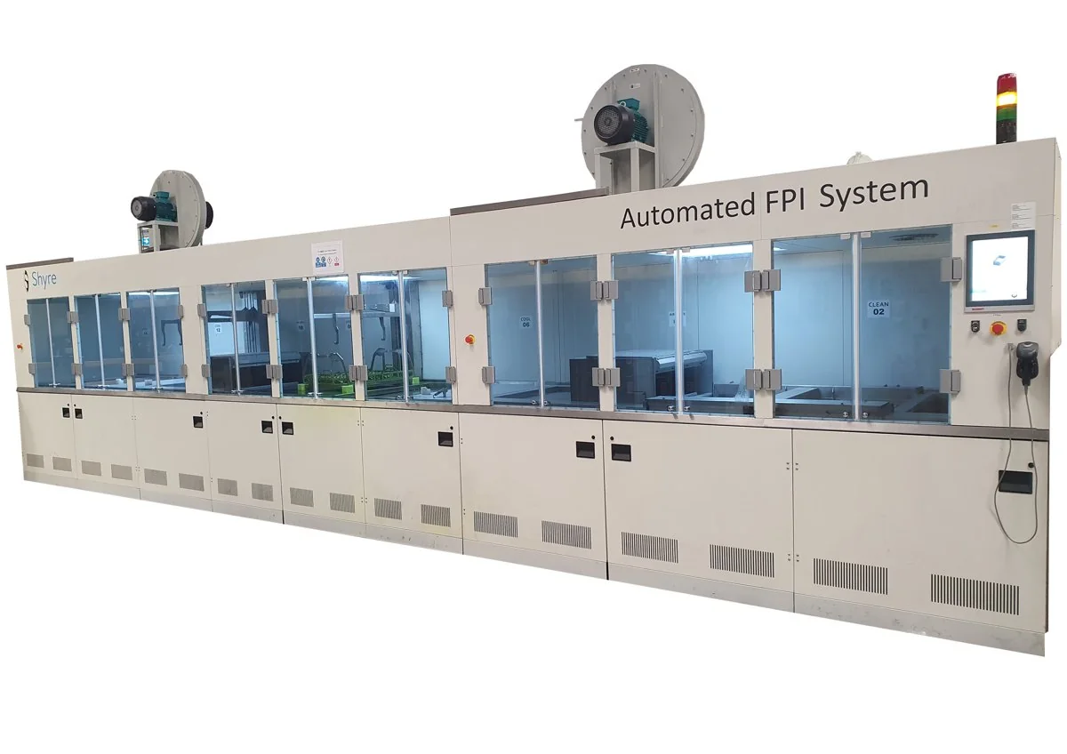 Unitech Shyre automated FPI fluorescent penetrant inspection system, full machine